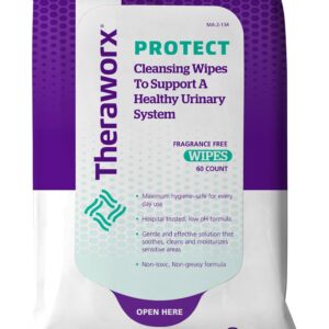 Theraworx Protect 60-Count Wipes for Daily Urinary Health and Hygiene Care