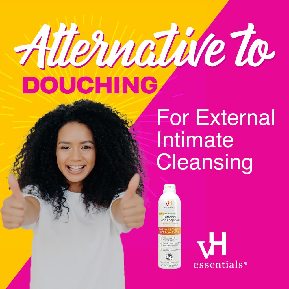 vH essentials Personal Cleansing Spray, pH Balancing Lactic Acid, Sting-Free, Witch Hazel Formula, Fragrance free, Paraben free, Sprays upside down for easy external intimate cleansing, 4 floz - Image 5