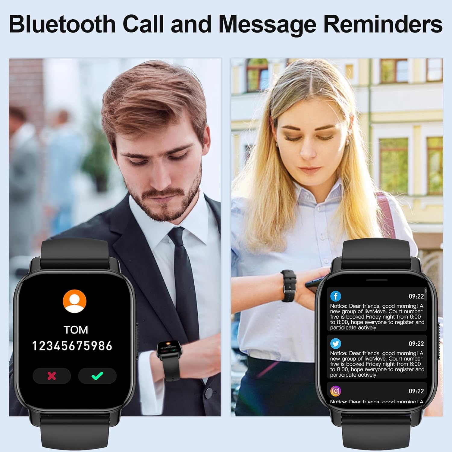 Smart Watch for Men/Women with Bluetooth Call and Message Reminder, Fitness Watch 1.85" HD Touch Screen, Heart Rate/Sleep/Blood Oxygen/Steps Monitor, 112+ Sport Mode, Activity Trackers for Android iOS - Image 2