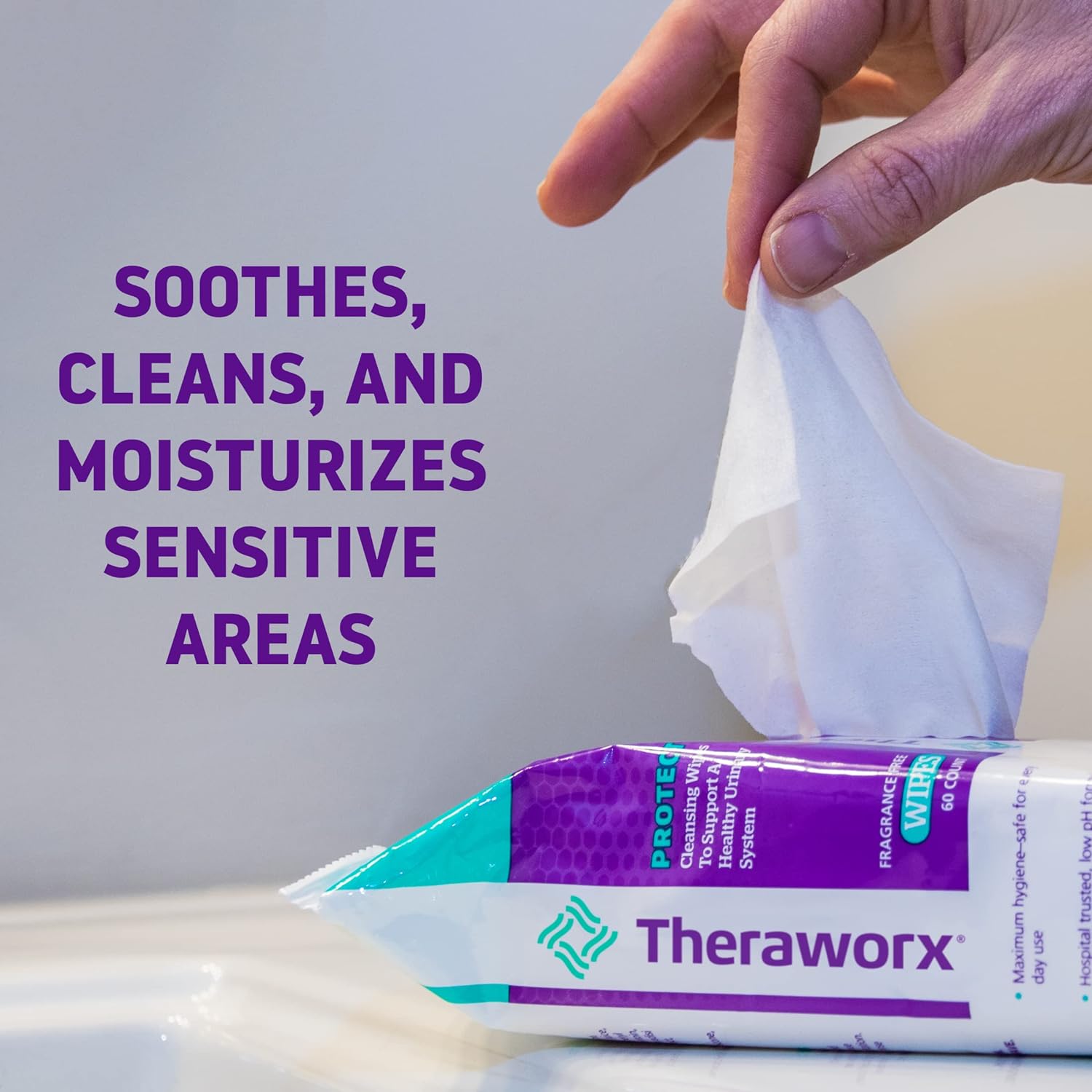 Theraworx Protect 60-Count Wipes for Daily Urinary Health and Hygiene Care - Image 4