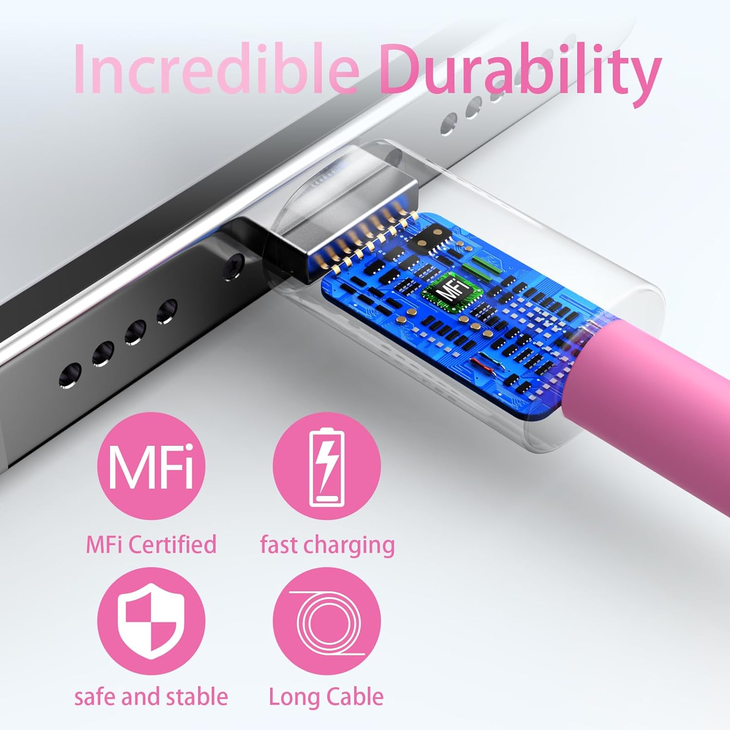 iPhone Charger 6 Pack (3/3/6/6/6/10ft) Apple MFi Certified Fast Charge Sync Lightning Cable Compatible with iPhone 14/13/12/11/Pro Max/SE/XR/XS/X/8/7 Plus iPad AirPods - Image 4