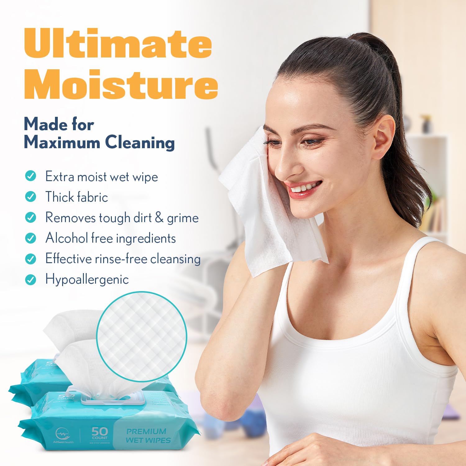 XL Body Wipes for Adults - 8" x 12" (200 count) | Adult Wipes for Eldery, Shower Wipes for Adults Bathing No Rinse, Aloe Vera, Vitamin E - Image 4