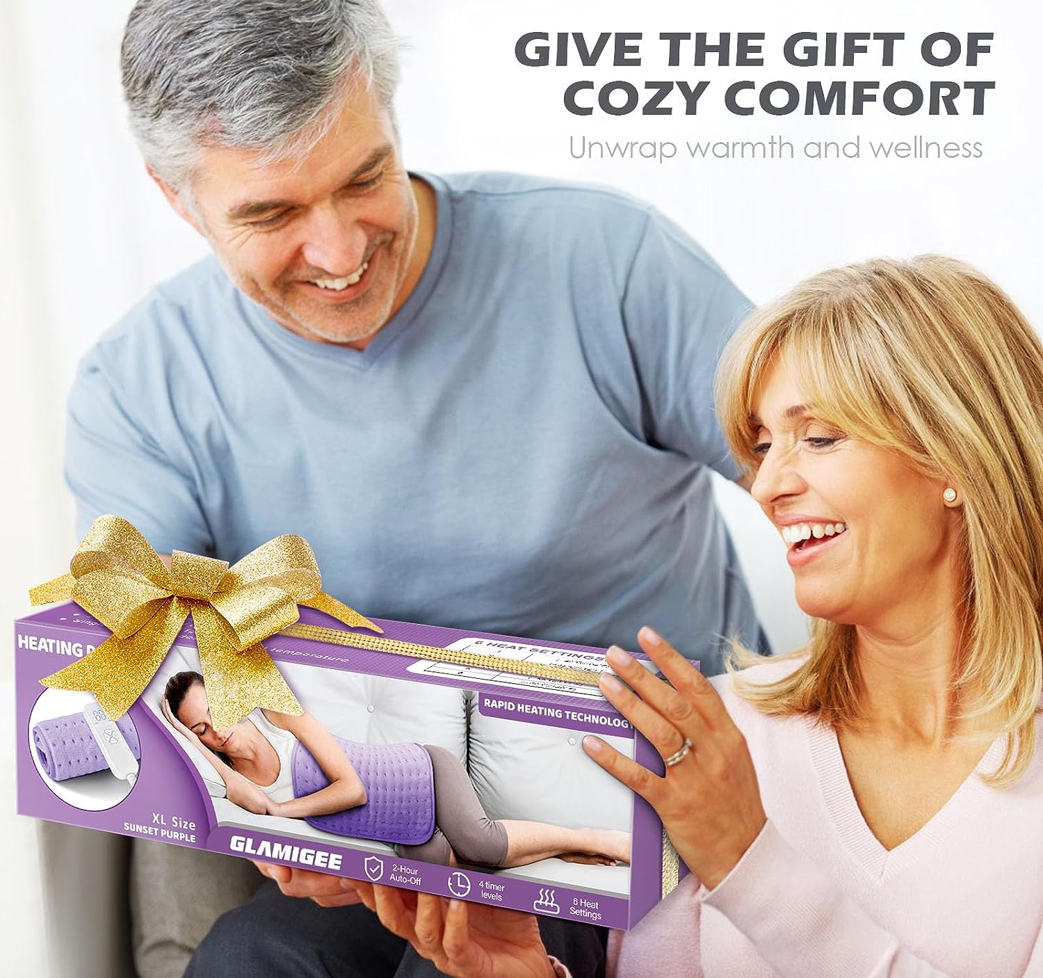 Heating Pad Gifts for Women, Mom - Heating Pad for Back Pain Relief, XL Electric Heating Pads for Period Cramps,Auto Shut Off & 6 Heat Settings - Gifts for Christmas,Birthday,Mothers Day,Valentine Day - Image 6