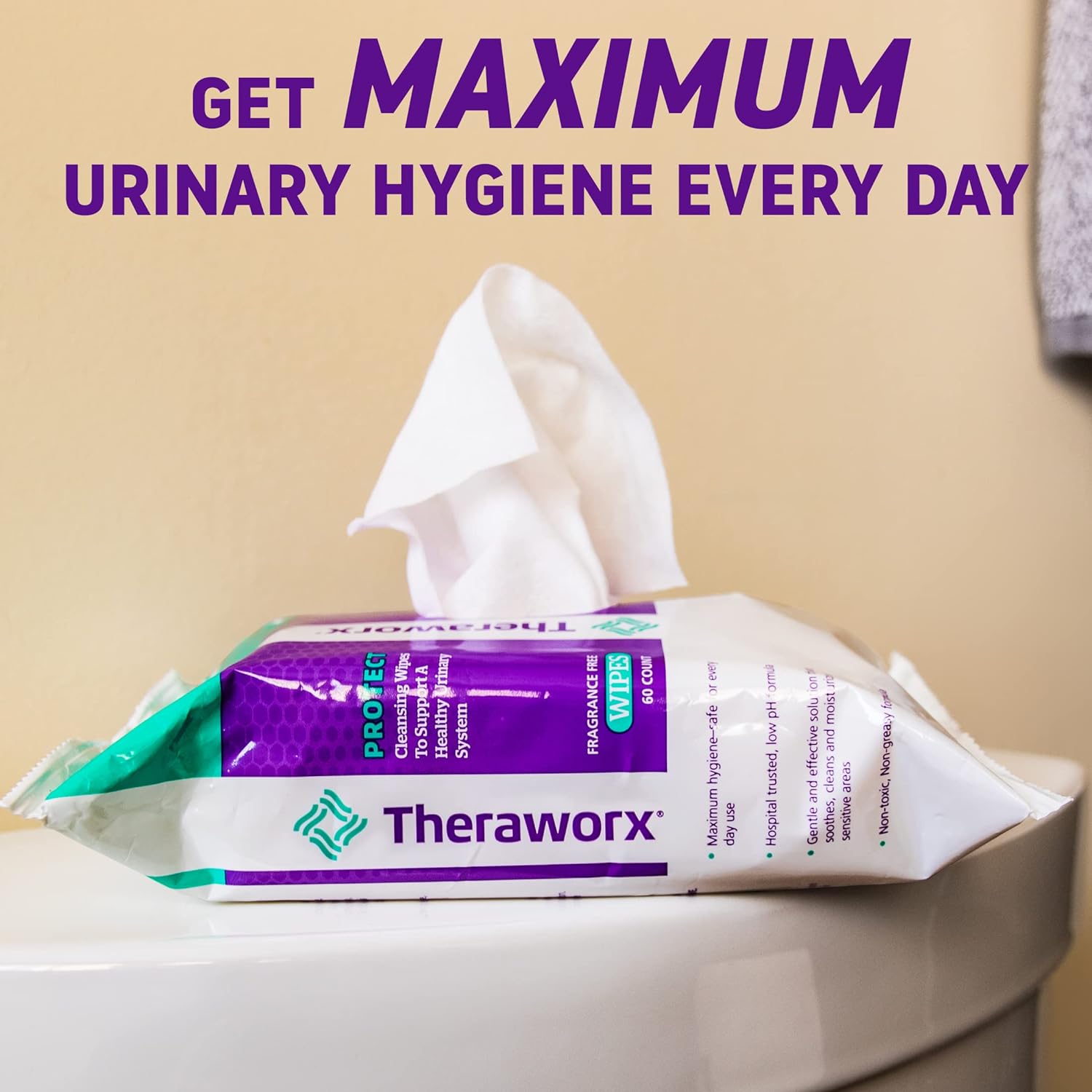 Theraworx Protect 60-Count Wipes for Daily Urinary Health and Hygiene Care - Image 5