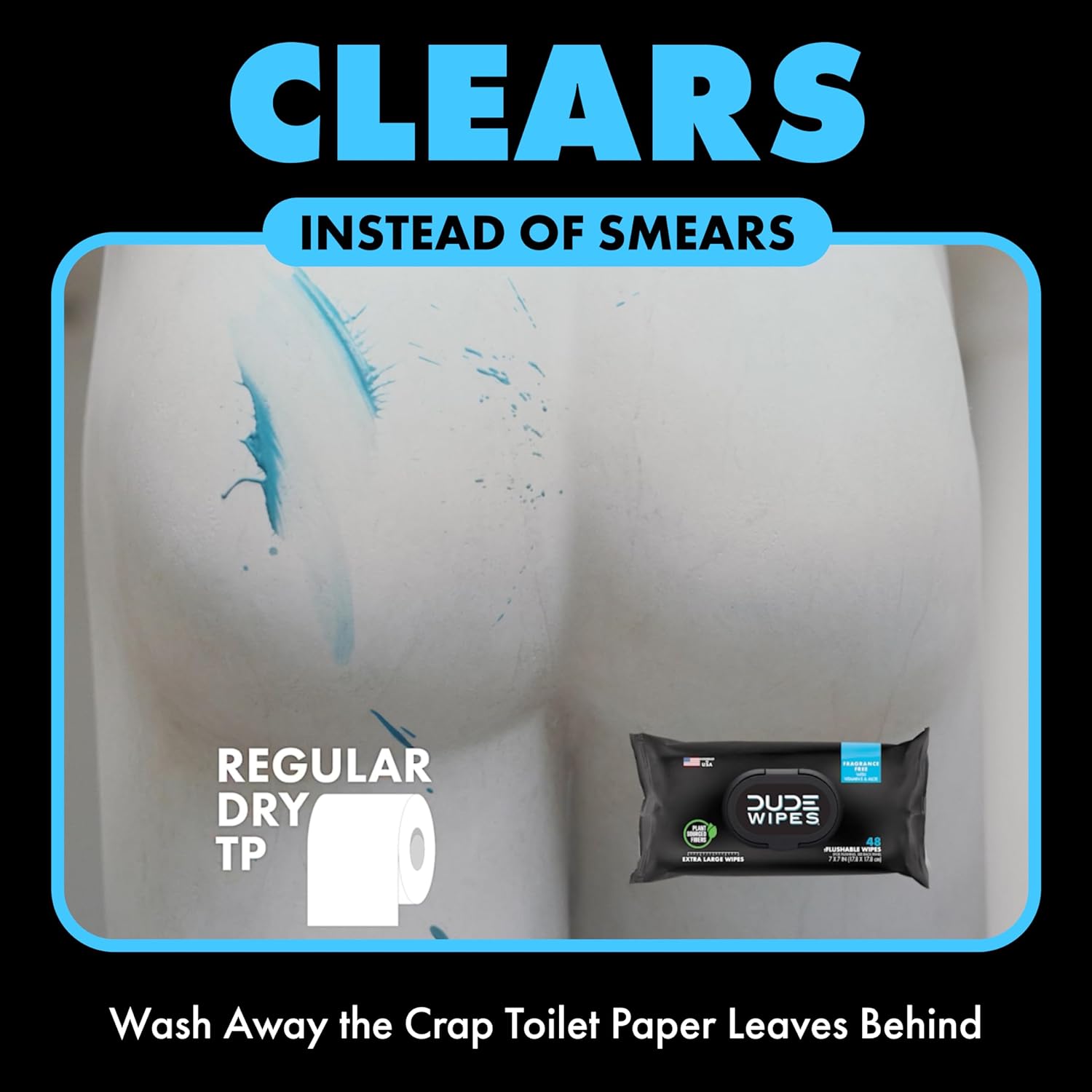 DUDE Wipes - Flushable Wipes - 3 Pack, 144 Wipes - Unscented Extra-Large Adult Wet Wipes - Vitamin-E & Aloe - Septic and Sewer Safe - Image 2