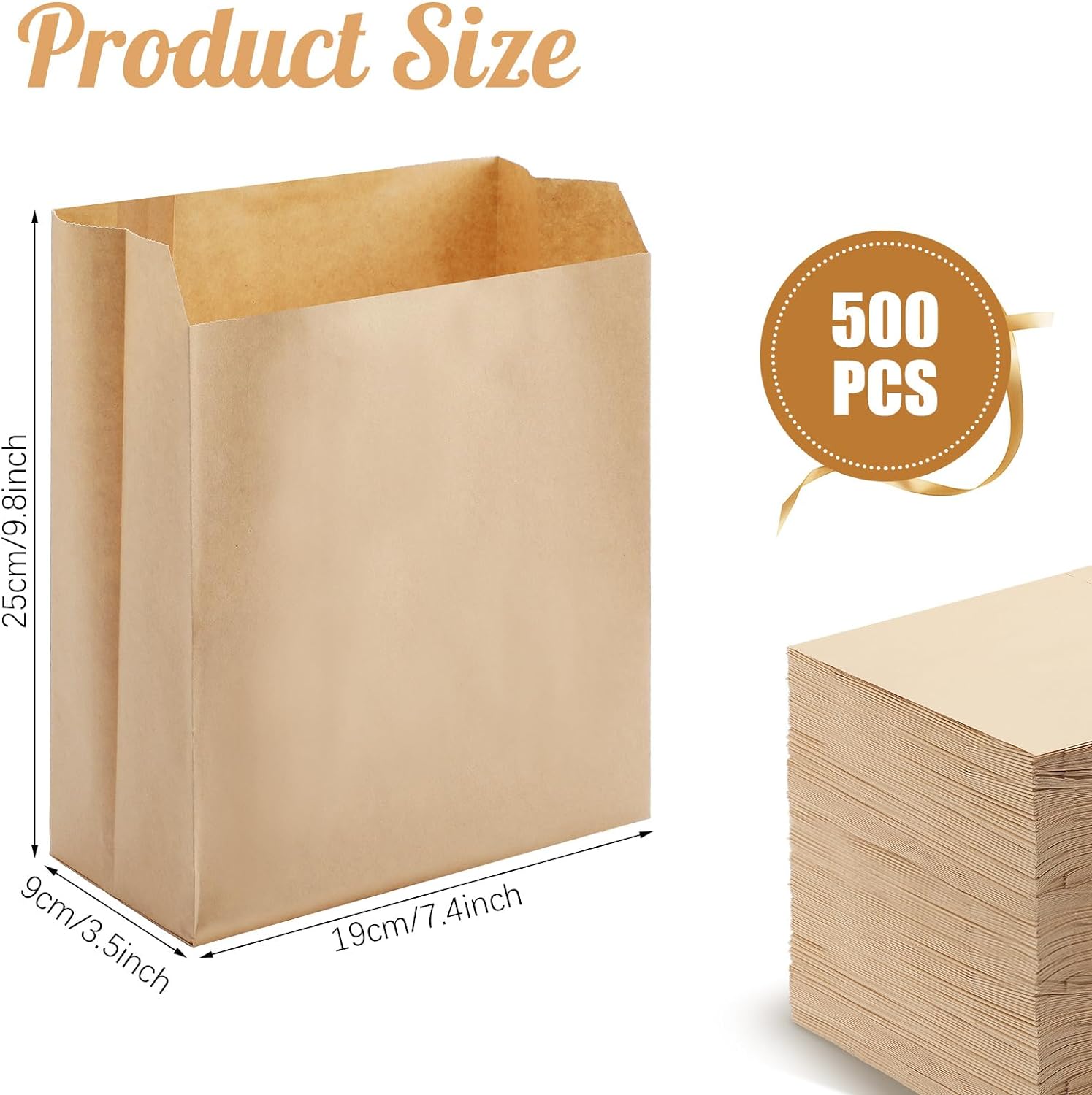 500 Pcs Waxed Sanitary Napkin Disposal Bags 7.5'' x 10'' x 3.5'' Kraft Feminine Hygiene Liner Bag Paper Bags for Commercial Business Personal Restroom Bathroom Janitorial Dispenser - Image 2