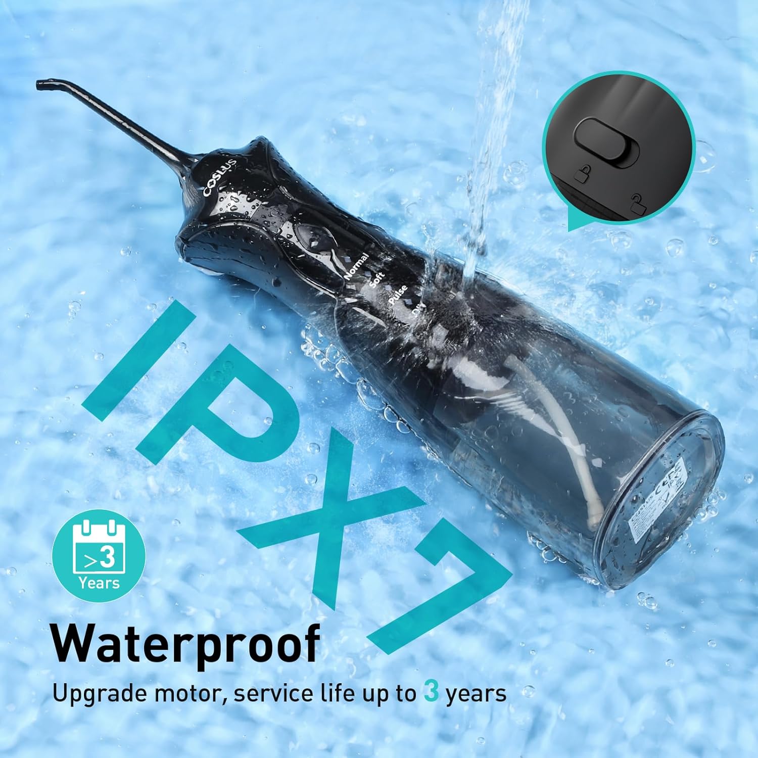 COSLUS Water Dental Flosser Pick for Teeth: 4 Modes Cordless Portable 300ML Larger Tank Water Teeth Cleaner IPX7 Waterproof Flossing Cleaning Picks for Home Travel FC5360 - Image 6