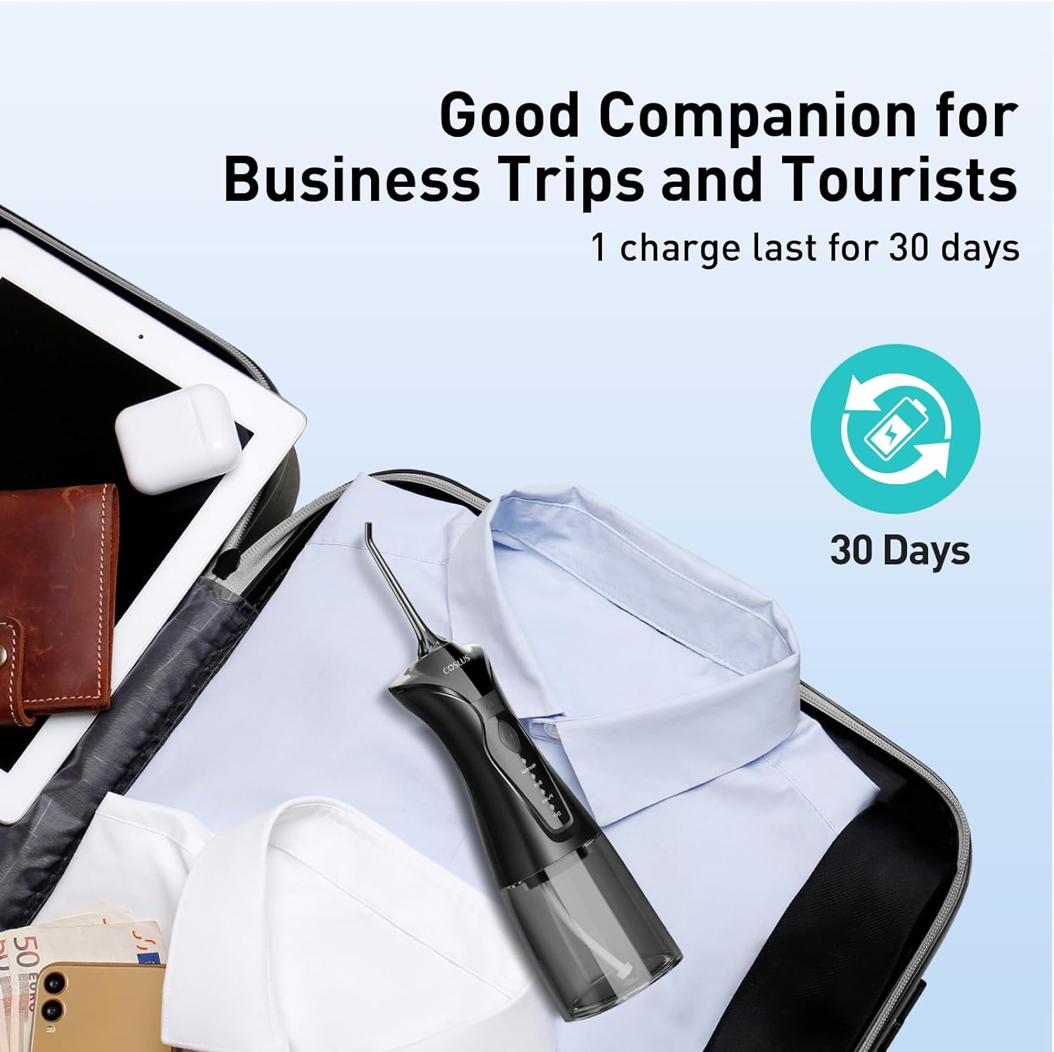 COSLUS Water Dental Flosser Pick for Teeth: 4 Modes Cordless Portable 300ML Larger Tank Water Teeth Cleaner IPX7 Waterproof Flossing Cleaning Picks for Home Travel FC5360 - Image 7