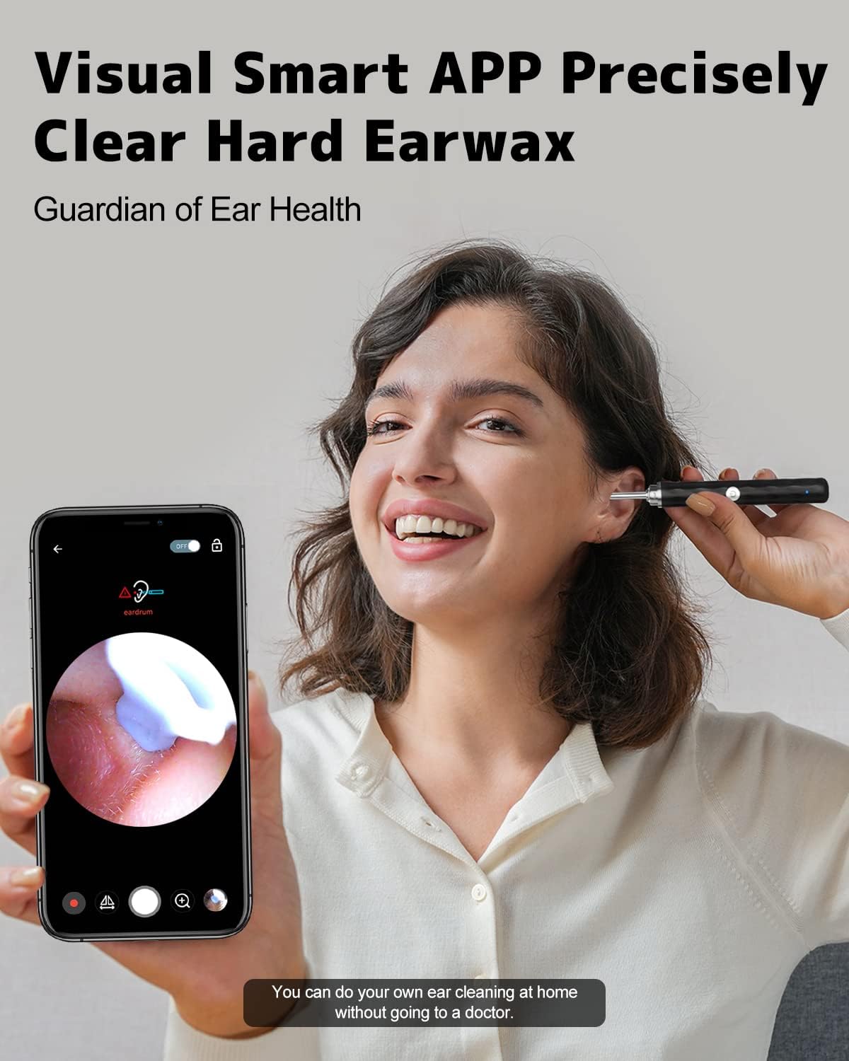 Ear Wax Removal, Ear Cleaner with Camera and Light, Ear Wax Removal Kit with 1296P Otoscope, Ear Cleaning Tool with 6 Ear Spoon, Ear Camera for iPhone & Android Phones,Black - Image 7