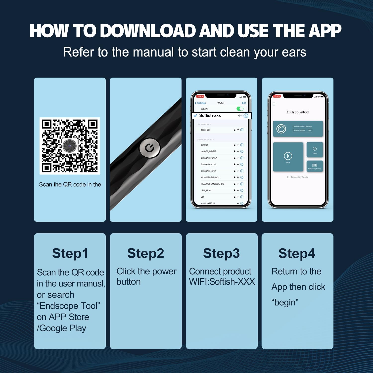 Ear Wax Removal, Ear Cleaner with Camera and Light, Ear Wax Removal Kit with 1296P Otoscope, Ear Cleaning Tool with 6 Ear Spoon, Ear Camera for iPhone & Android Phones,Black - Image 6