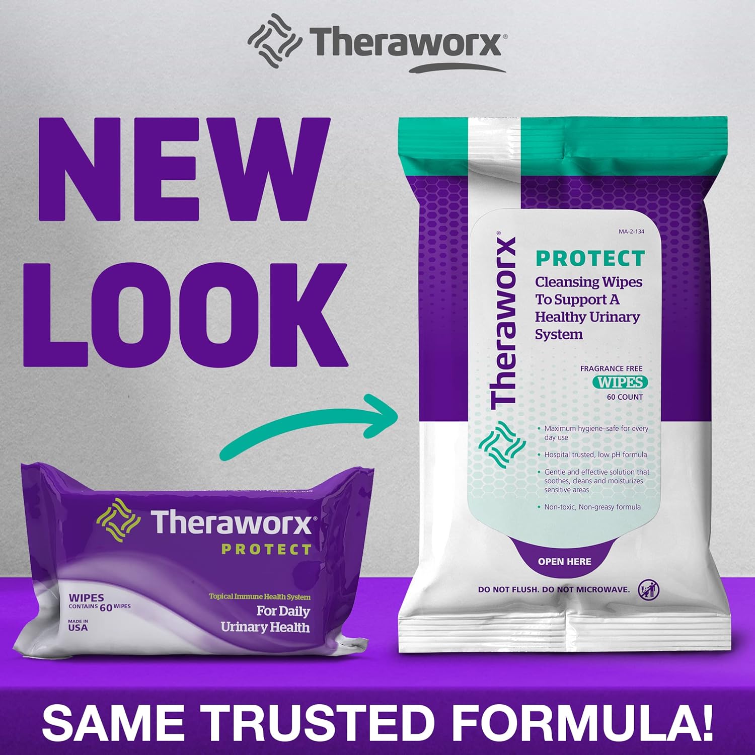 Theraworx Protect 60-Count Wipes for Daily Urinary Health and Hygiene Care - Image 2