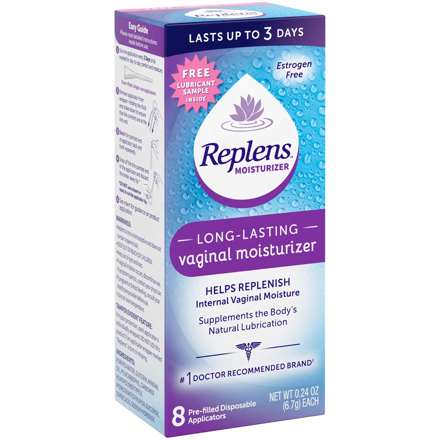 Replens Long-Lasting Vaginal Moisturizer, 8ct with single-use applicator - Image 7
