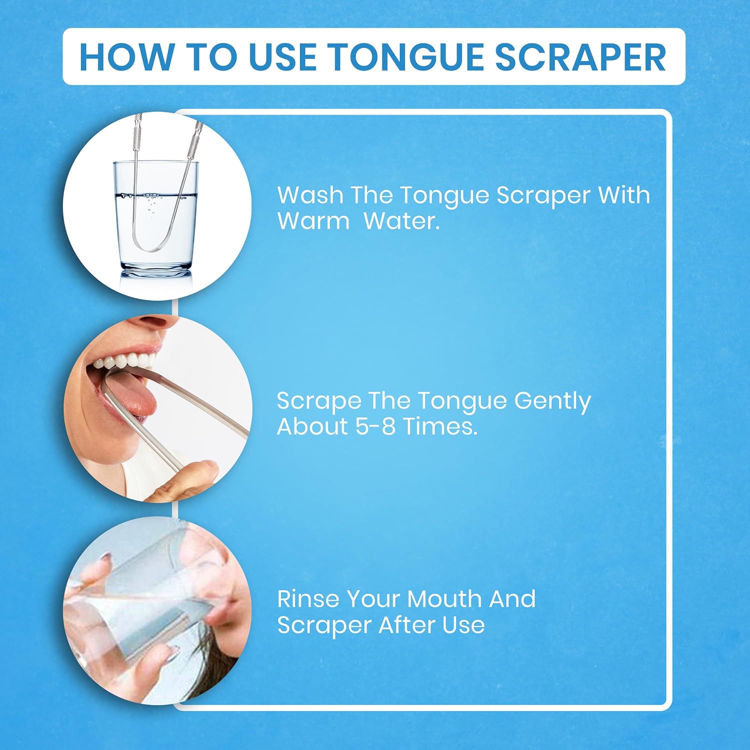 Tongue Scraper for Adults by HOKIN (2Pcs Oral Care Pack) Stainless Steel Tongue Cleaners Reduce Bad Breath 100% Metal Tough Scrapers Men and Women Hygiene Product - Image 4