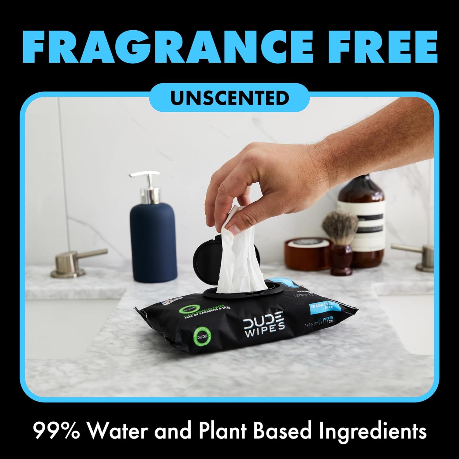 DUDE Wipes - Flushable Wipes - 3 Pack, 144 Wipes - Unscented Extra-Large Adult Wet Wipes - Vitamin-E & Aloe - Septic and Sewer Safe - Image 4